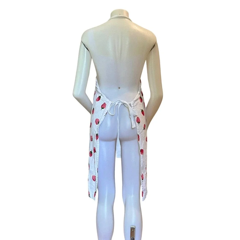 Kate Spade Strawberry Apron Womens OS Fruit Print Cotton Kitchen In Good Measure